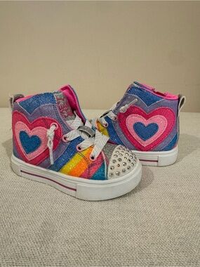 Skechers Twinkle Toes Kids Rainbow Glitter Heart High-Tops